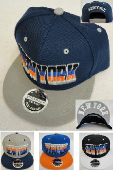 NEW YORK Snap Back Flat Bill Hat [Fade Letters]
